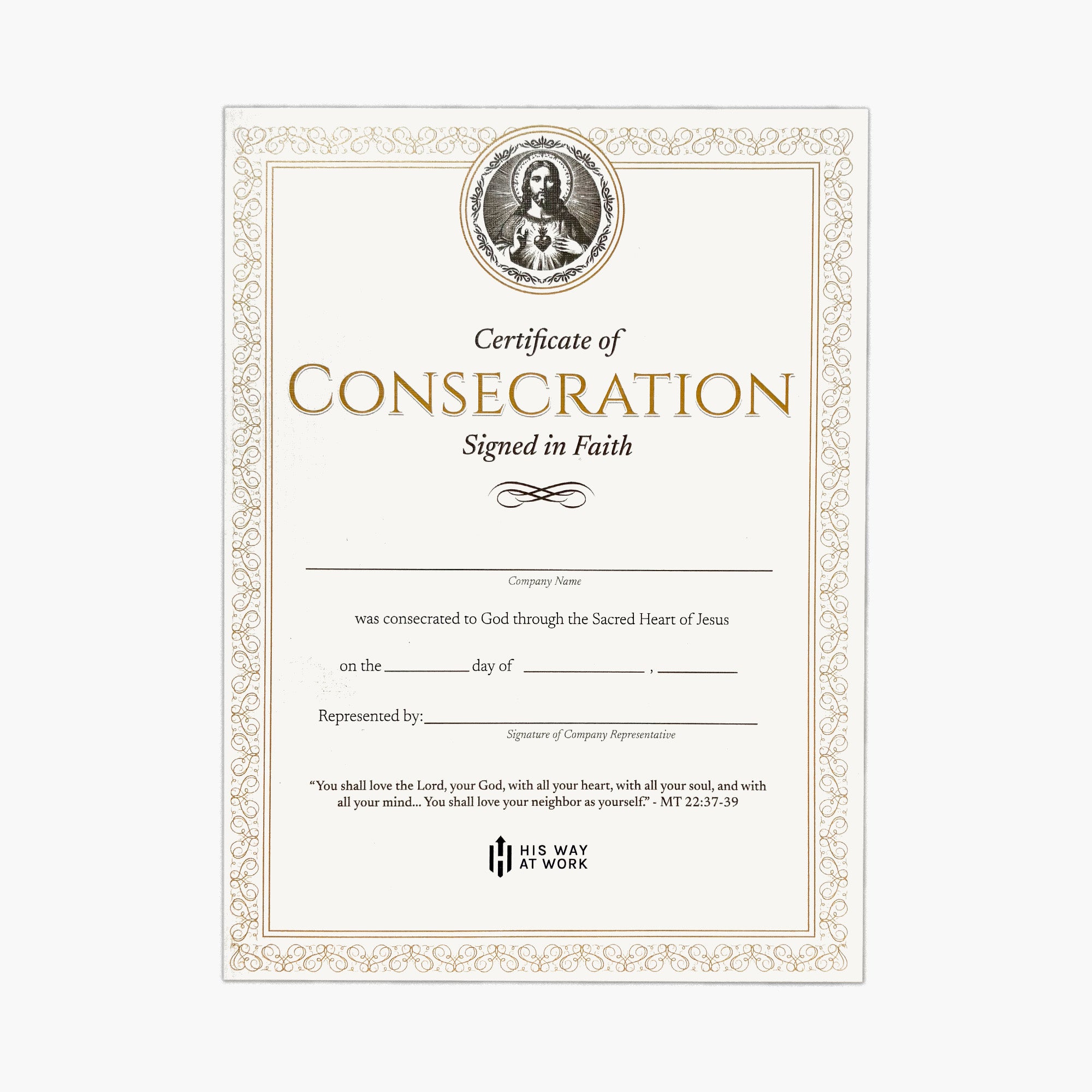 Custom-Printed Consecration Certificate (English)