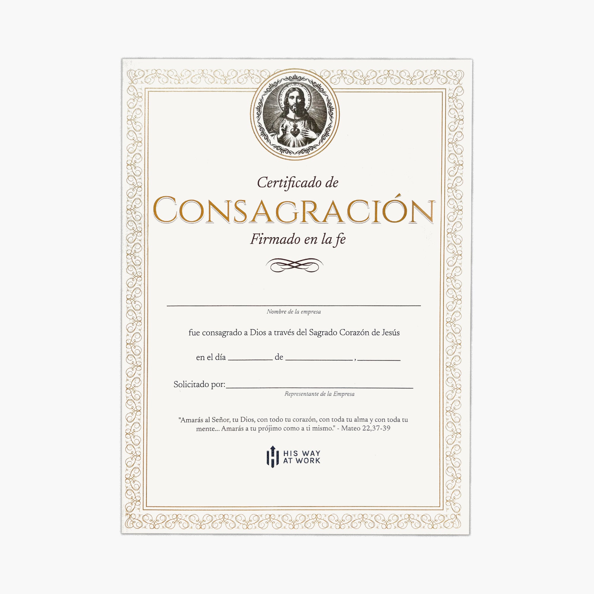 Certificado de Consagración Personalizado e Impreso